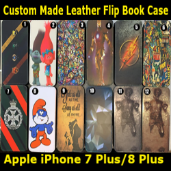 Custom Made Leather Flip Book Case For iPhone 7 Plus/8 Plus Strong Edges Shell (1-12) Slim Fit Look
